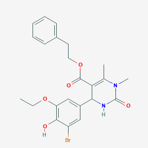 2-Phenylethyl 4-(3-bromo-5-ethoxy-4-hydroxyphenyl)-1,6-dimethyl-2-oxo-1,2,3,4-tetrahydro-5-pyrimidinecarboxylate