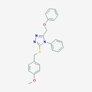 molecular formula C23H21N3O2S B388662 3-[(4-methoxybenzyl)sulfanyl]-5-(phenoxymethyl)-4-phenyl-4H-1,2,4-triazole 
