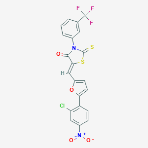 molecular formula C21H10ClF3N2O4S2 B388668 5-[(5-{2-Chloro-4-nitrophenyl}-2-furyl)methylene]-2-thioxo-3-[3-(trifluoromethyl)phenyl]-1,3-thiazolidin-4-one 
