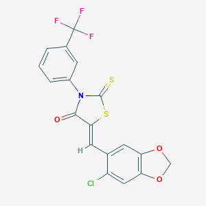 molecular formula C18H9ClF3NO3S2 B388676 5-[(6-Chloro-1,3-benzodioxol-5-yl)methylene]-2-thioxo-3-[3-(trifluoromethyl)phenyl]-1,3-thiazolidin-4-one 