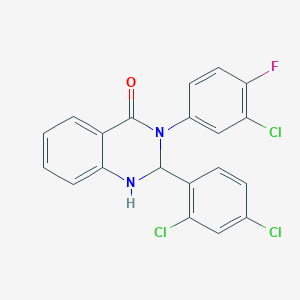 molecular formula C20H12Cl3FN2O B388679 3-(3-chloro-4-fluorophenyl)-2-(2,4-dichlorophenyl)-2,3-dihydro-4(1H)-quinazolinone 