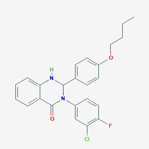 molecular formula C24H22ClFN2O2 B388684 2-(4-butoxyphenyl)-3-(3-chloro-4-fluorophenyl)-2,3-dihydro-4(1H)-quinazolinone 