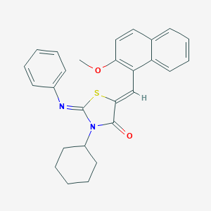 molecular formula C27H26N2O2S B388685 3-Cyclohexyl-5-[(2-methoxy-1-naphthyl)methylene]-2-(phenylimino)-1,3-thiazolidin-4-one 