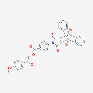 molecular formula C34H23Br2NO6 B388687 2-(4-Methoxyphenyl)-2-oxoethyl 4-(1,8-dibromo-16,18-dioxo-17-azapentacyclo[6.6.5.0~2,7~.0~9,14~.0~15,19~]nonadeca-2,4,6,9,11,13-hexaen-17-yl)benzoate 