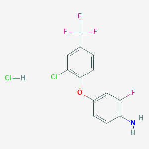 molecular formula C13H9Cl2F4NO B038869 4-[2-Chloro-4-(trifluoromethyl)phenoxy]-2-fluoroaniline hydrochloride CAS No. 113674-95-6
