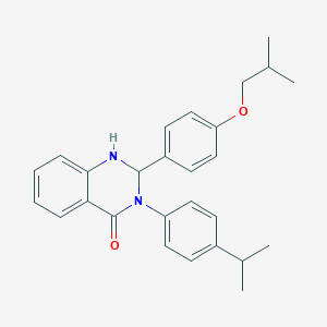 molecular formula C27H30N2O2 B388706 2-(4-isobutoxyphenyl)-3-(4-isopropylphenyl)-2,3-dihydro-4(1H)-quinazolinone 