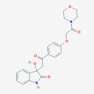 molecular formula C22H22N2O6 B388708 3-hydroxy-3-(2-{4-[2-(4-morpholinyl)-2-oxoethoxy]phenyl}-2-oxoethyl)-1,3-dihydro-2H-indol-2-one 