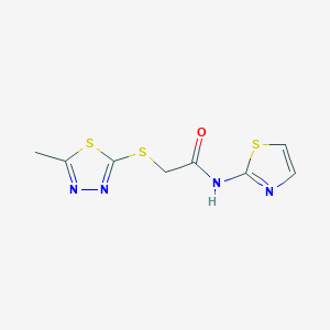 molecular formula C8H8N4OS3 B388709 2-[(5-methyl-1,3,4-thiadiazol-2-yl)sulfanyl]-N-(1,3-thiazol-2-yl)acetamide CAS No. 312511-50-5