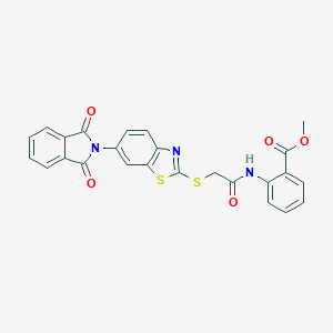 molecular formula C25H17N3O5S2 B388716 Methyl 2-[[2-[[6-(1,3-dioxoisoindol-2-yl)-1,3-benzothiazol-2-yl]sulfanyl]acetyl]amino]benzoate CAS No. 330957-08-9