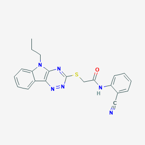 molecular formula C21H18N6OS B388718 N-(2-cyanophenyl)-2-[(5-propyl-5H-[1,2,4]triazino[5,6-b]indol-3-yl)sulfanyl]acetamide 