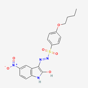 4-butoxy-N'-(5-nitro-2-oxo-1,2-dihydro-3H-indol-3-ylidene)benzenesulfonohydrazide