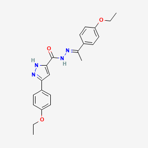 molecular formula C22H24N4O3 B3887283 3-(4-ethoxyphenyl)-N'-[1-(4-ethoxyphenyl)ethylidene]-1H-pyrazole-5-carbohydrazide 