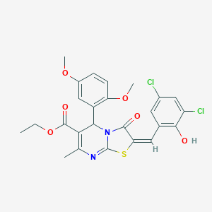 ethyl 2-(3,5-dichloro-2-hydroxybenzylidene)-5-(2,5-dimethoxyphenyl)-7-methyl-3-oxo-2,3-dihydro-5H-[1,3]thiazolo[3,2-a]pyrimidine-6-carboxylate