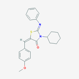 molecular formula C23H24N2O2S B388735 3-Cyclohexyl-5-(4-methoxybenzylidene)-2-(phenylimino)-1,3-thiazolidin-4-one 