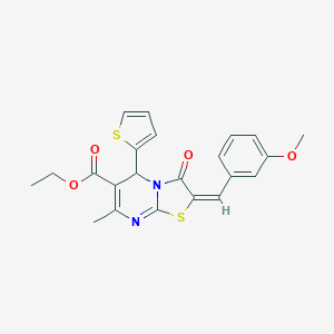 molecular formula C22H20N2O4S2 B388738 ethyl 2-(3-methoxybenzylidene)-7-methyl-3-oxo-5-(2-thienyl)-2,3-dihydro-5H-[1,3]thiazolo[3,2-a]pyrimidine-6-carboxylate 