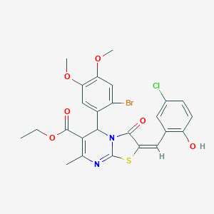 molecular formula C25H22BrClN2O6S B388744 ethyl 5-(2-bromo-4,5-dimethoxyphenyl)-2-(5-chloro-2-hydroxybenzylidene)-7-methyl-3-oxo-2,3-dihydro-5H-[1,3]thiazolo[3,2-a]pyrimidine-6-carboxylate 