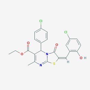 ethyl (2E)-2-[(5-chloro-2-hydroxyphenyl)methylidene]-5-(4-chlorophenyl)-7-methyl-3-oxo-5H-[1,3]thiazolo[3,2-a]pyrimidine-6-carboxylate