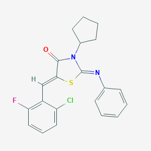 molecular formula C21H18ClFN2OS B388749 5-(2-Chloro-6-fluorobenzylidene)-3-cyclopentyl-2-(phenylimino)-1,3-thiazolidin-4-one CAS No. 347320-81-4