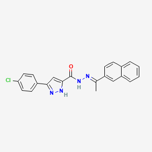 3-(4-chlorophenyl)-N'-[(1E)-1-(naphthalen-2-yl)ethylidene]-1H-pyrazole-5-carbohydrazide