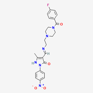 (4E)-4-[({2-[4-(4-FLUOROBENZOYL)PIPERAZIN-1-YL]ETHYL}AMINO)METHYLIDENE]-3-METHYL-1-(4-NITROPHENYL)-4,5-DIHYDRO-1H-PYRAZOL-5-ONE