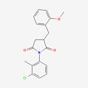 molecular formula C19H18ClNO3 B3887572 1-(3-chloro-2-methylphenyl)-3-[(2-methoxyphenyl)methyl]pyrrolidine-2,5-dione 