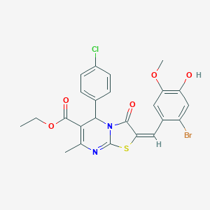 ethyl 2-(2-bromo-4-hydroxy-5-methoxybenzylidene)-5-(4-chlorophenyl)-7-methyl-3-oxo-2,3-dihydro-5H-[1,3]thiazolo[3,2-a]pyrimidine-6-carboxylate
