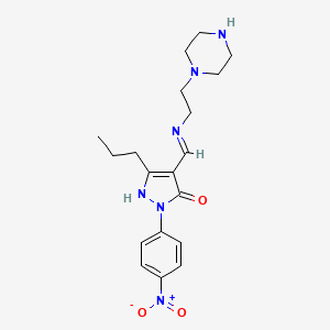 (4Z)-2-(4-nitrophenyl)-4-({[2-(piperazin-1-yl)ethyl]amino}methylidene)-5-propyl-2,4-dihydro-3H-pyrazol-3-one