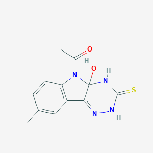 molecular formula C13H14N4O2S B388773 1-(4a-Hydroxy-8-methyl-3-sulfanylidene-2,4-dihydro-[1,2,4]triazino[5,6-b]indol-5-yl)propan-1-one 