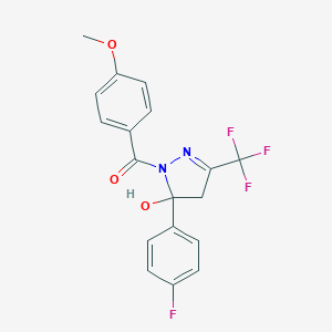 [5-(4-fluorophenyl)-5-hydroxy-3-(trifluoromethyl)-4,5-dihydro-1H-pyrazol-1-yl](4-methoxyphenyl)methanone
