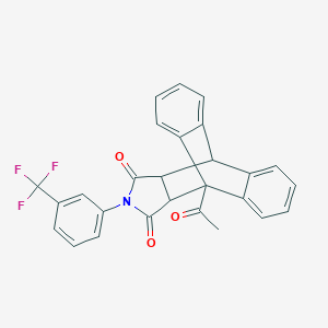 1-Acetyl-17-[3-(trifluoromethyl)phenyl]-17-azapentacyclo[6.6.5.0~2,7~.0~9,14~.0~15,19~]nonadeca-2,4,6,9,11,13-hexaene-16,18-dione (non-preferred name)
