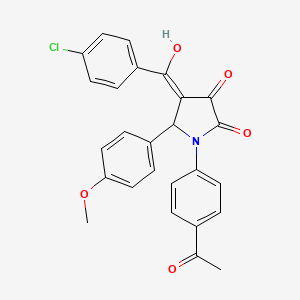 molecular formula C26H20ClNO5 B3887848 1-(4-acetylphenyl)-4-(4-chlorobenzoyl)-3-hydroxy-5-(4-methoxyphenyl)-1,5-dihydro-2H-pyrrol-2-one 