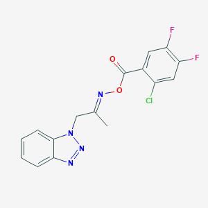 molecular formula C16H11ClF2N4O2 B388785 1-(1H-1,2,3-benzotriazol-1-yl)acetone O-(2-chloro-4,5-difluorobenzoyl)oxime CAS No. 312500-00-8