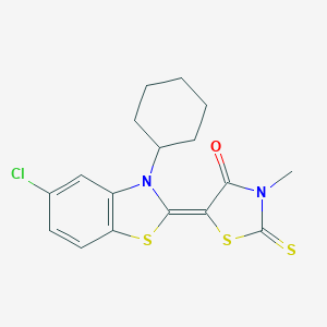 molecular formula C17H17ClN2OS3 B388792 5-(5-chloro-3-cyclohexyl-1,3-benzothiazol-2(3H)-ylidene)-3-methyl-2-thioxo-1,3-thiazolidin-4-one 