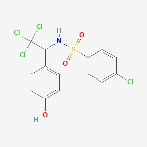 molecular formula C14H11Cl4NO3S B388796 4-chloro-N-[2,2,2-trichloro-1-(4-hydroxyphenyl)ethyl]benzenesulfonamide 