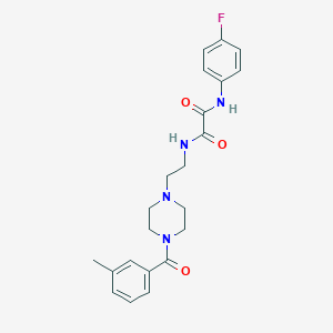 molecular formula C22H25FN4O3 B388803 N~1~-(4-fluorophenyl)-N~2~-{2-[4-(3-methylbenzoyl)piperazino]ethyl}ethanediamide 