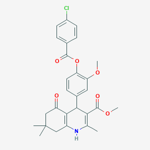 molecular formula C28H28ClNO6 B388804 Methyl 4-(4-{[(4-chlorophenyl)carbonyl]oxy}-3-methoxyphenyl)-2,7,7-trimethyl-5-oxo-1,4,5,6,7,8-hexahydroquinoline-3-carboxylate 
