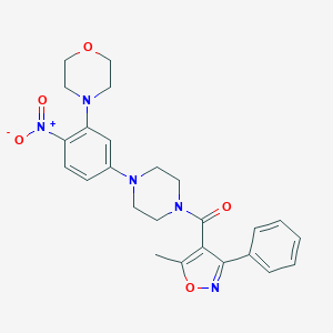 molecular formula C25H27N5O5 B388812 4-(2-Nitro-5-{4-[(5-methyl-3-phenyl-4-isoxazolyl)carbonyl]-1-piperazinyl}phenyl)morpholine 