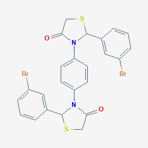 molecular formula C24H18Br2N2O2S2 B388816 2-(3-Bromophenyl)-3-{4-[2-(3-bromophenyl)-4-oxo-1,3-thiazolidin-3-yl]phenyl}-1,3-thiazolidin-4-one 