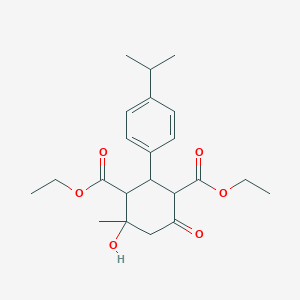 molecular formula C22H30O6 B388821 Diethyl 4-hydroxy-2-(4-isopropylphenyl)-4-methyl-6-oxo-1,3-cyclohexanedicarboxylate CAS No. 330155-84-5