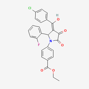 ethyl 4-[3-(4-chlorobenzoyl)-2-(2-fluorophenyl)-4-hydroxy-5-oxo-2,5-dihydro-1H-pyrrol-1-yl]benzoate