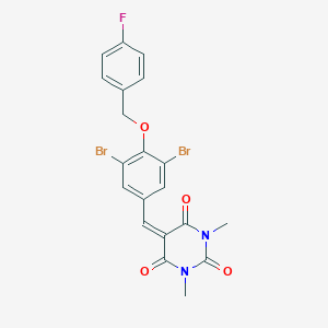 molecular formula C20H15Br2FN2O4 B388823 5-{3,5-dibromo-4-[(4-fluorobenzyl)oxy]benzylidene}-1,3-dimethylpyrimidine-2,4,6(1H,3H,5H)-trione 