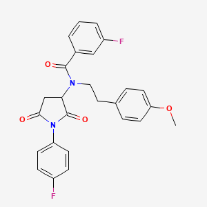 3-fluoro-N-[1-(4-fluorophenyl)-2,5-dioxopyrrolidin-3-yl]-N-[2-(4-methoxyphenyl)ethyl]benzamide