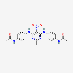 N-[4-({6-[(4-Acetamidophenyl)amino]-2-methyl-5-nitropyrimidin-4-YL}amino)phenyl]acetamide