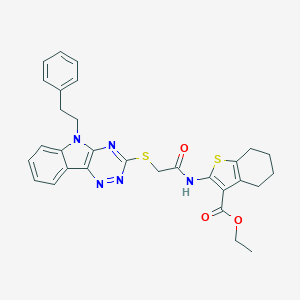 ethyl 2-[({[5-(2-phenylethyl)-5H-[1,2,4]triazino[5,6-b]indol-3-yl]sulfanyl}acetyl)amino]-4,5,6,7-tetrahydro-1-benzothiophene-3-carboxylate