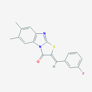 molecular formula C18H13FN2OS B388844 2-(3-fluorobenzylidene)-6,7-dimethyl[1,3]thiazolo[3,2-a]benzimidazol-3(2H)-one 