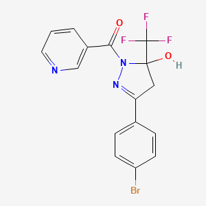 3-(4-bromophenyl)-1-(3-pyridinylcarbonyl)-5-(trifluoromethyl)-4,5-dihydro-1H-pyrazol-5-ol