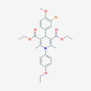 molecular formula C28H32BrNO6 B388853 Diethyl 4-(3-bromo-4-methoxyphenyl)-1-(4-ethoxyphenyl)-2,6-dimethyl-1,4-dihydro-3,5-pyridinedicarboxylate 