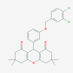 molecular formula C30H30Cl2O4 B388854 9-{3-[(3,4-dichlorobenzyl)oxy]phenyl}-3,3,6,6-tetramethyl-3,4,5,6,7,9-hexahydro-1H-xanthene-1,8(2H)-dione 