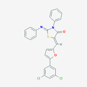 molecular formula C26H16Cl2N2O2S B388857 5-{[5-(3,5-Dichlorophenyl)-2-furyl]methylene}-3-phenyl-2-(phenylimino)-1,3-thiazolidin-4-one 
