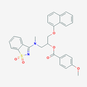 molecular formula C29H26N2O6S B388860 2-[(1,1-Dioxido-1,2-benzisothiazol-3-yl)(methyl)amino]-1-[(1-naphthyloxy)methyl]ethyl 4-methoxybenzoate 